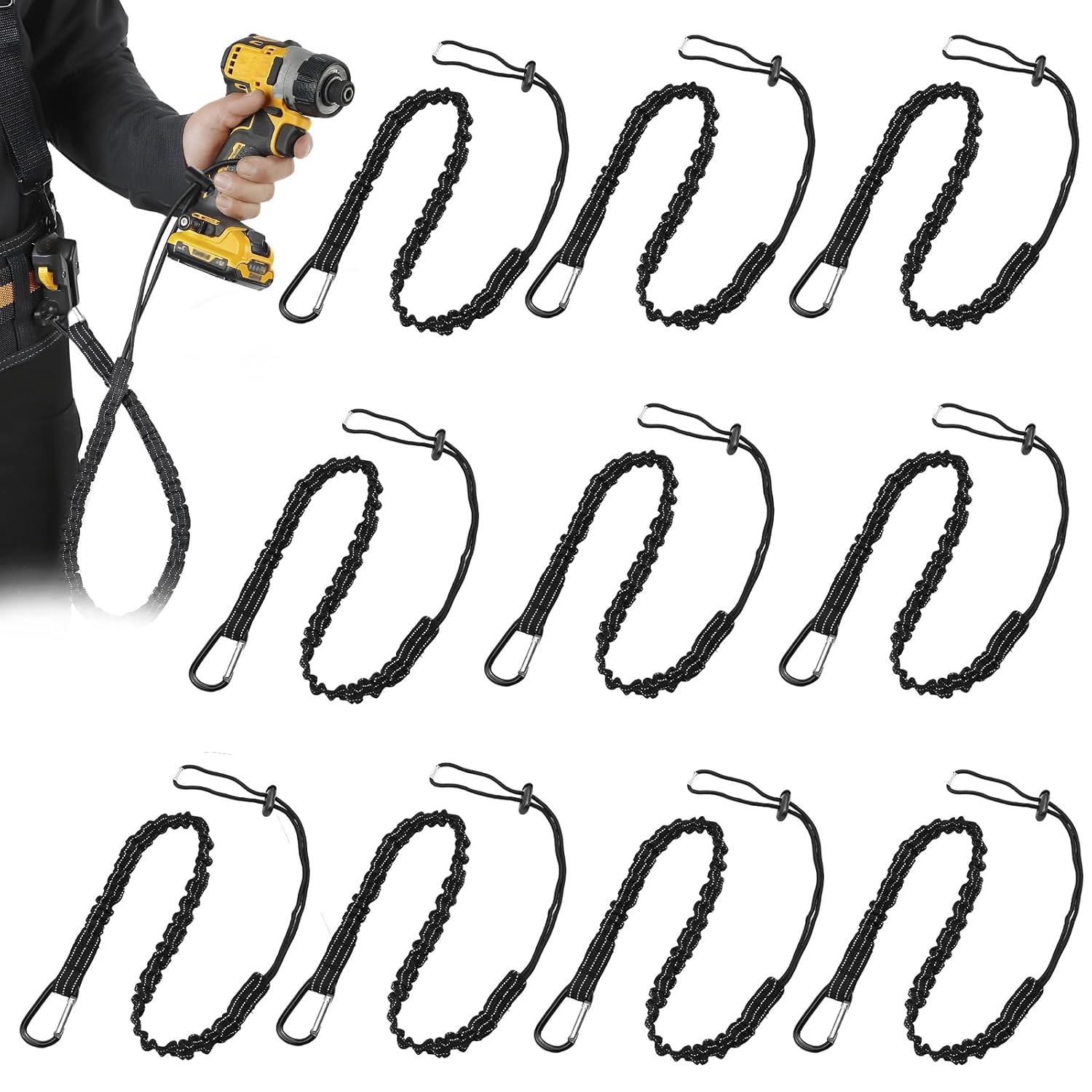 10 Pack Tool Lanyard with Spring Carabiner and Adjustable Loop