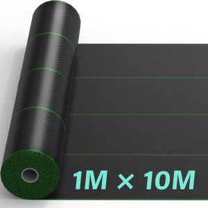 1mx10m Heavy Duty Weed Control Membrane Mat Garden Weed Barrier Fabric for Landscaping Driveway Gravel Artificial Grass Lawn Underlay Woven Roll Ground Cover Weed Block Patios,...
