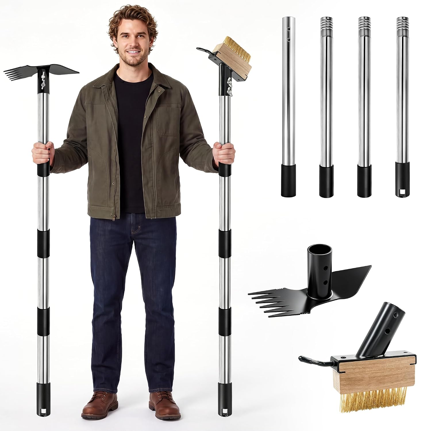 2 in 1 Weed Remover Brush and Garden Hoe