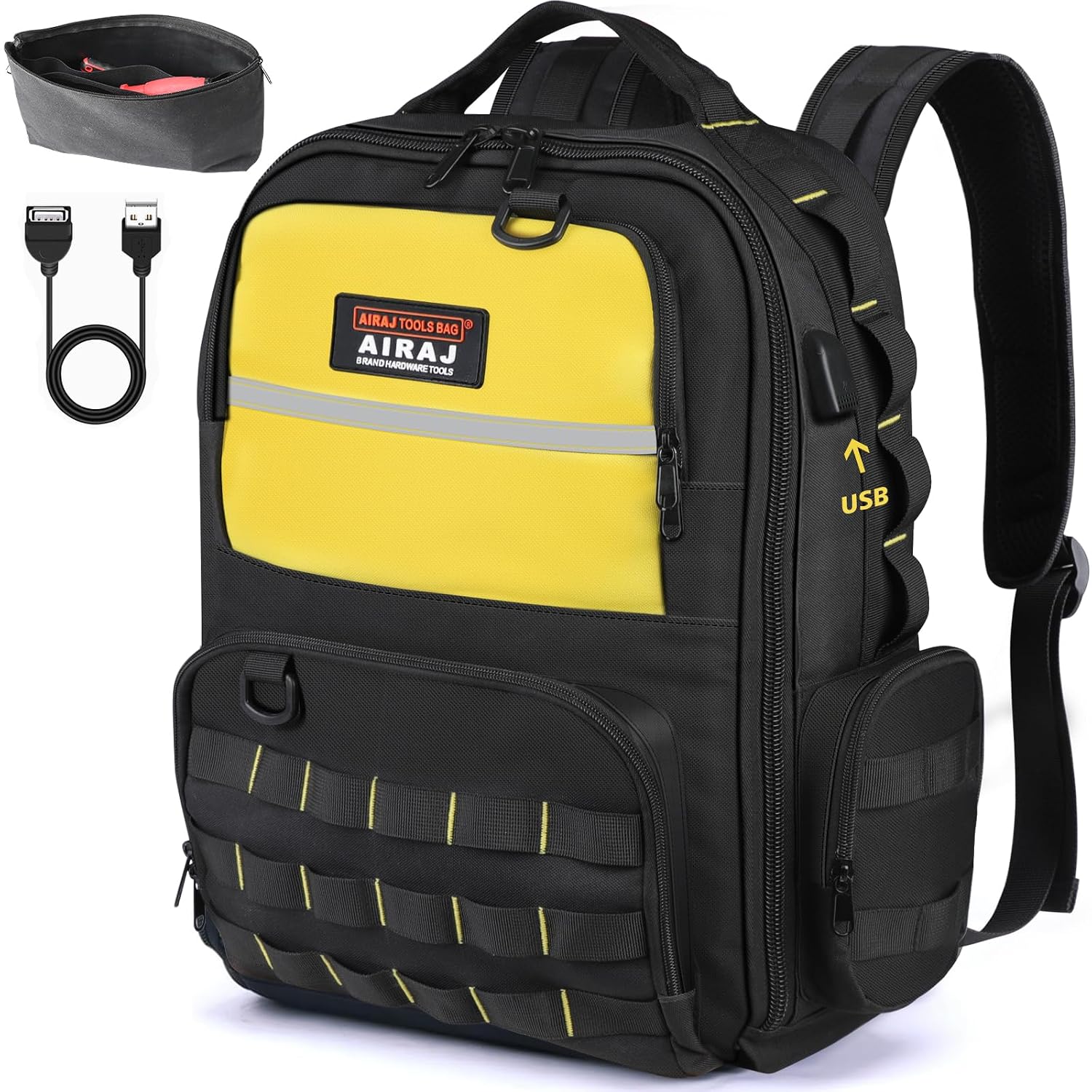 AIRAJ Tool Backpack,46x40x18cm, with 23 Pockets