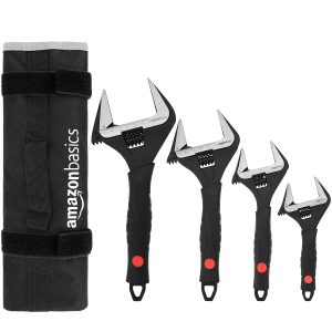 Amazon Basics 4-Piece Plumbing Adjustable Wrench with Soft Grip, Wide Mouth, Includes 6-Inch (150 mm), 8-Inch (200 mm), 10-Inch (250 mm), 12-Inch (300 mm), 4 Sizes Bundle, 30.48...
