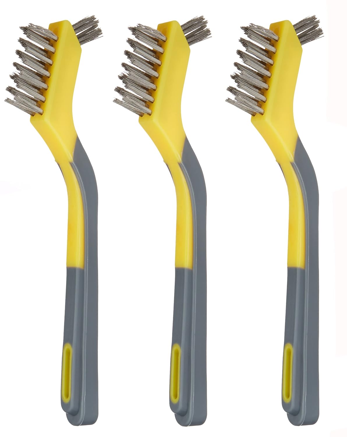 Amazon Basics Stainless Steel Mini Brushes, Soft Grip, 3-Pack, Assorted color