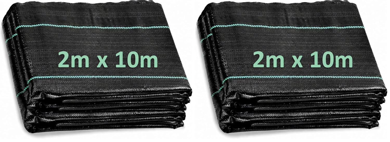 ANSIO Heavy Duty Weed Membrane 2m x 10m, Garden Weed Control Fabric (Pack of 2)