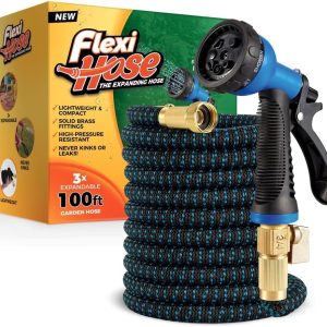 Flexi Hose 100FT Expandable Garden Hose Retractable Water Hose with Nozzle