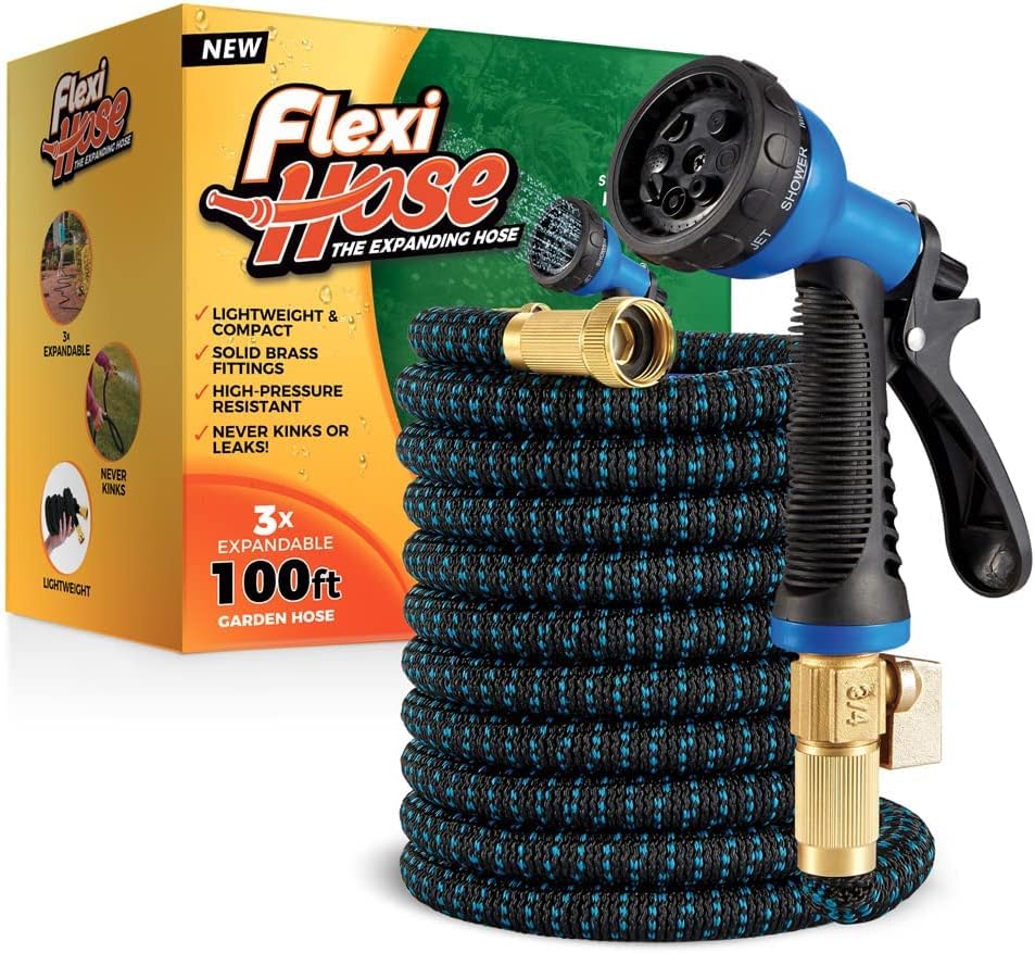Flexi Hose 100FT Expandable Garden Hose Retractable Water Hose with Nozzle