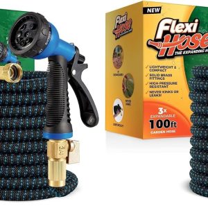 Flexi Hose 100FT Expandable Garden Hose Solid Brass Fittings (Pack of 2)