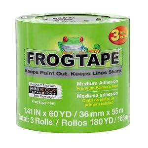 Frog Tape Multi-Surface Masking Tape for Painting 36mm x 55m, Decorators Tape, Painters Masking Tape for Indoor Painting & Decorating - Pack of 3