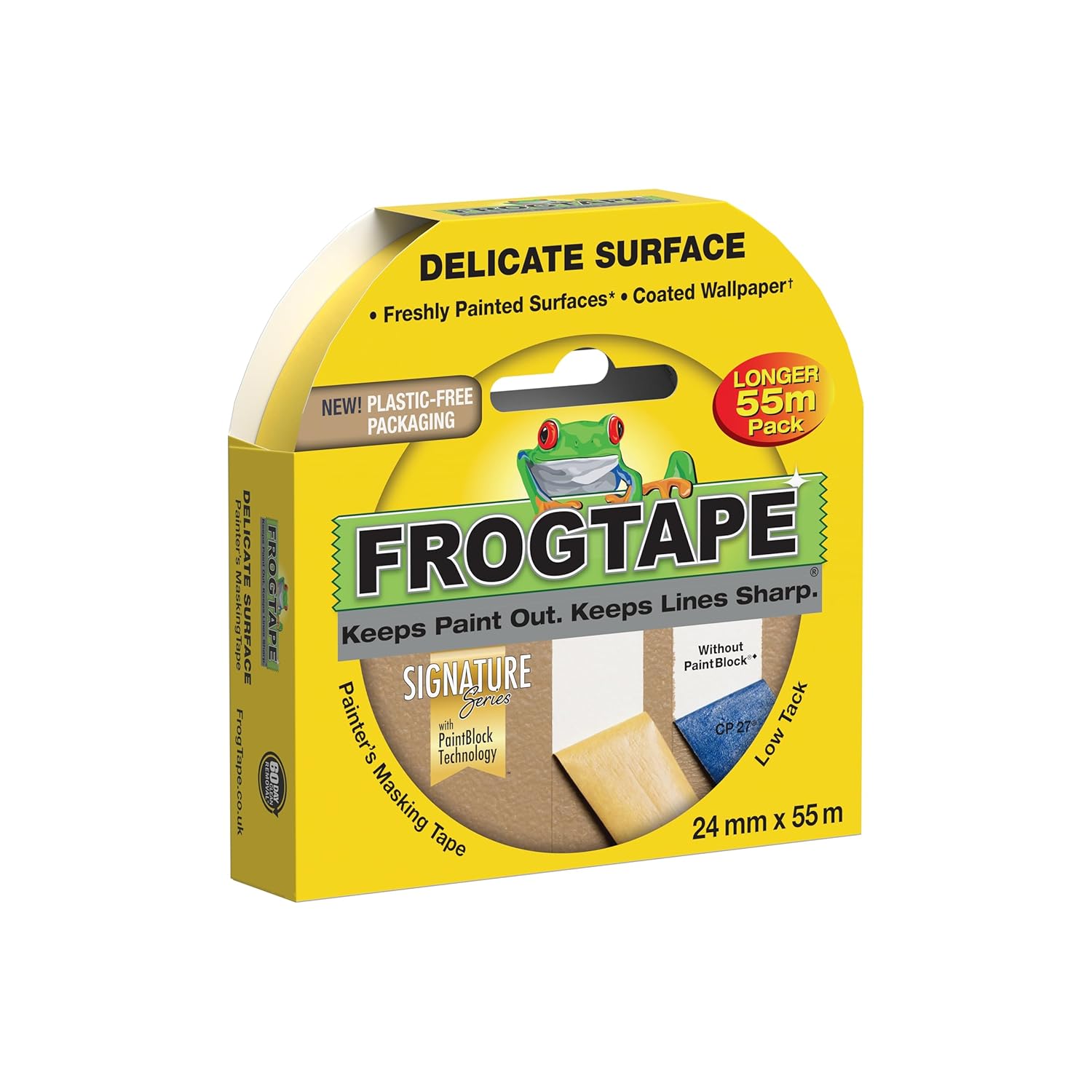 Frog Tape Yellow Delicate Surface Painters Masking Tape 24mm x 55m. Indoor painting and decorating for sharp lines and no paint bleed