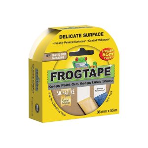 Frog Tape Yellow Delicate Surface Painters Masking Tape 36mm x 55m. Indoor painting and decorating for sharp lines and no paint bleed