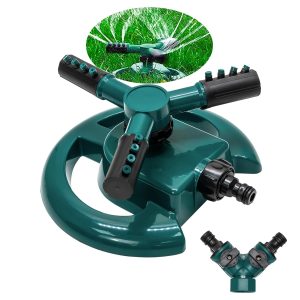 Green Haven Sprinklers for Lawns | 360° Rotating 3-Arm Lawn Hose Sprinkler