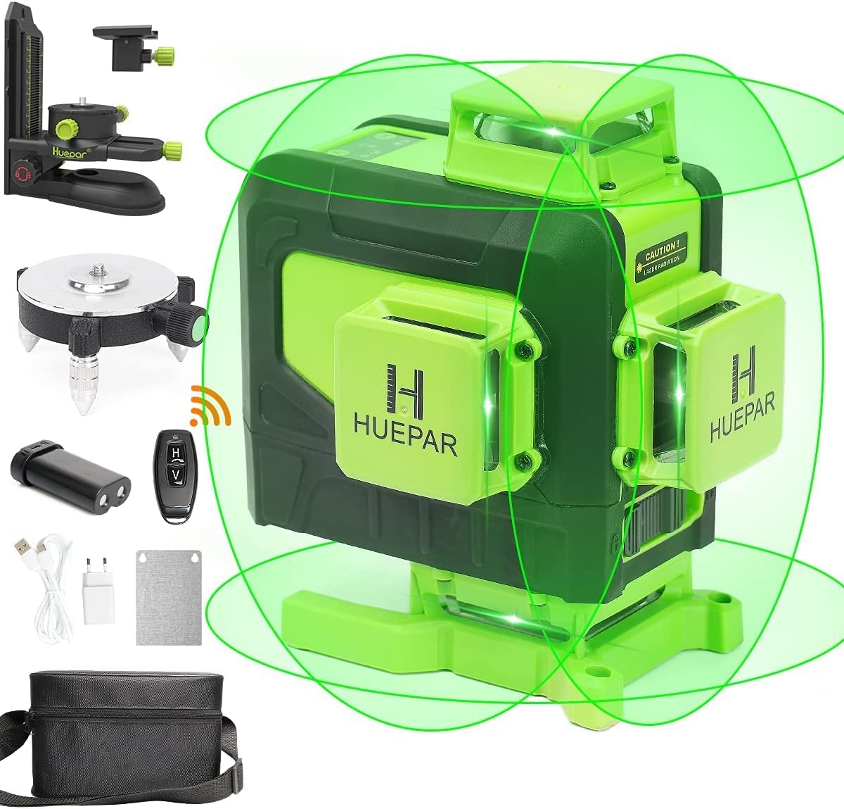 Huepar 4x360° Laser Level Remote Control Self-Leveling 16 Lines, 904DG
