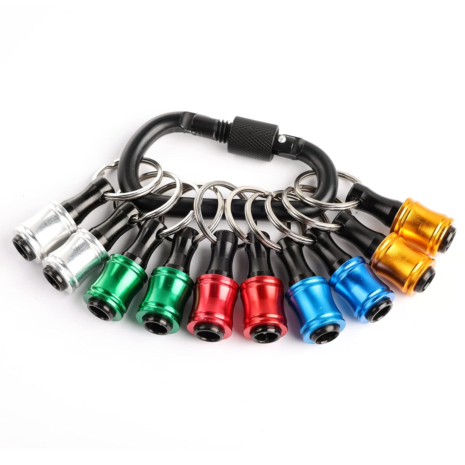 Katerk 10pcs 1/4 Inch Hex Shank Drill Bit Holder Keychain Quick Release