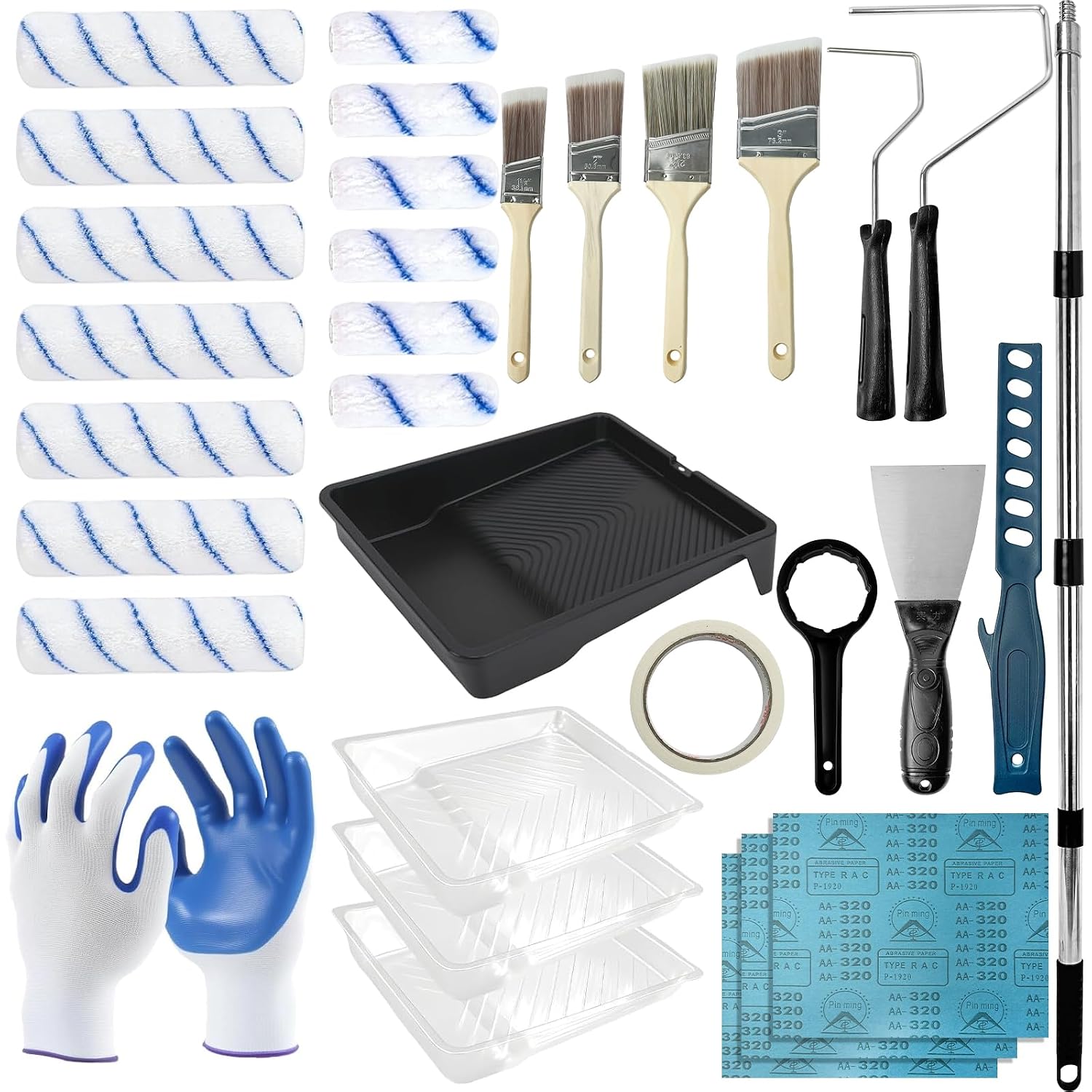 KEAGAN Paint Roller Kit 31PCS, 9" & 4" Paint Rollers