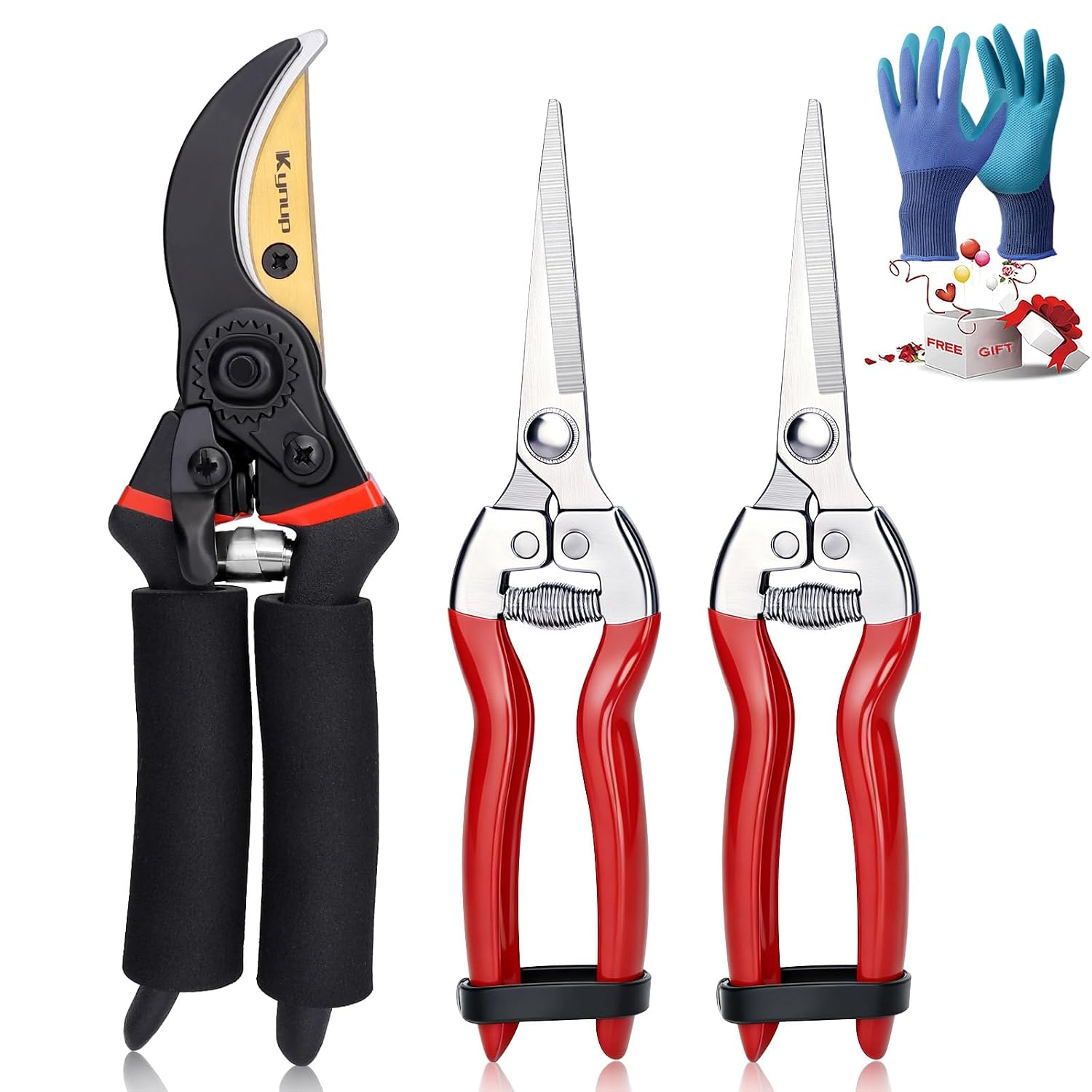 Kynup Garden Secateurs, Pruning Shears Set with Gardening Gloves, Gift Box