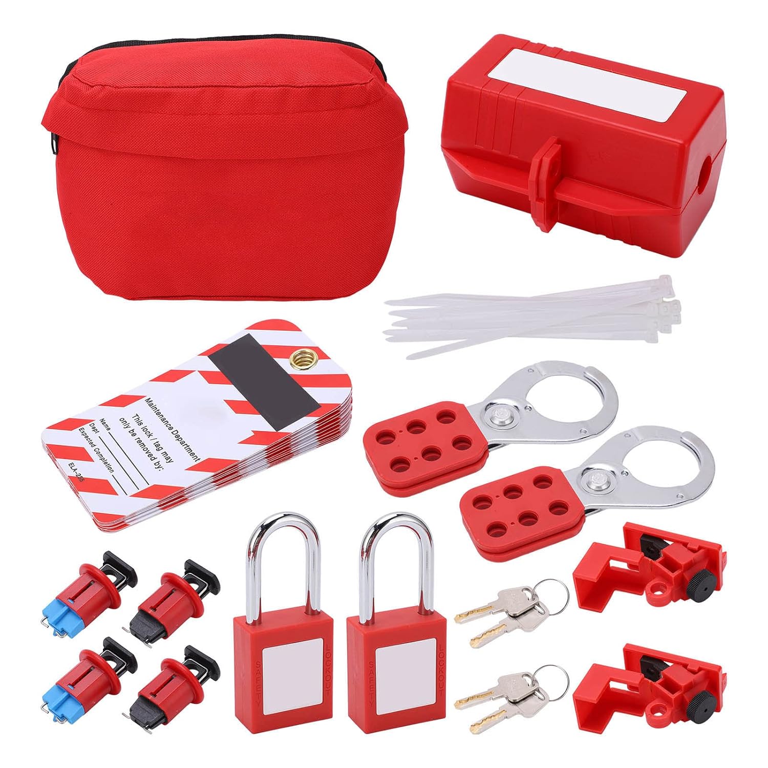 Lock Off Kit for Electricians, Lockout Tagout Kit, Safety Lockout Padlock,Electrical Circuit Breaker Lockout Tagout Kit Safty Padlock Loto Tags Hasps Set for Industrial,...