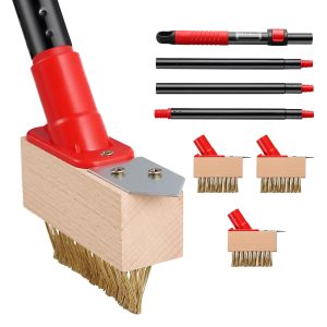 Mitclear Weed Remover Tool 53IN Long Handle for Patio, 3 Brushes Heads