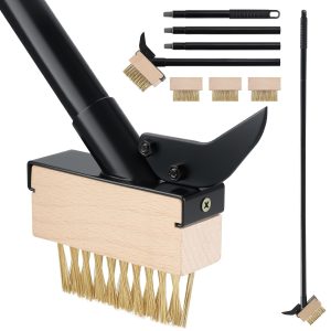 Mitclear Weed Remover Tool 57'' Long Handle for Block Paving, 4 Brushes