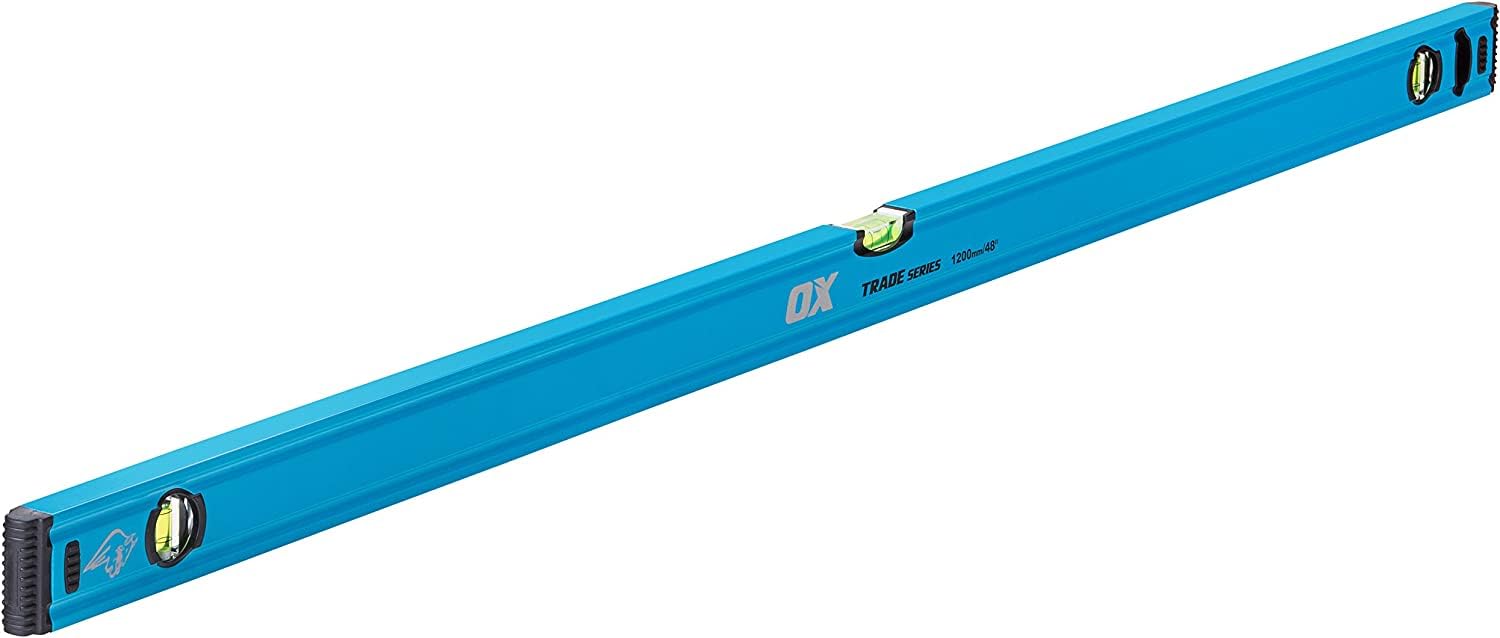 OX Trade Spirit Level 1200mm – Shockproof End Caps, UV-Resistant Vials