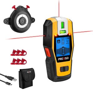 PREXISO 2-in-1 Stud Finder & Laser Level, Rechargeable Wall Scanner Tool
