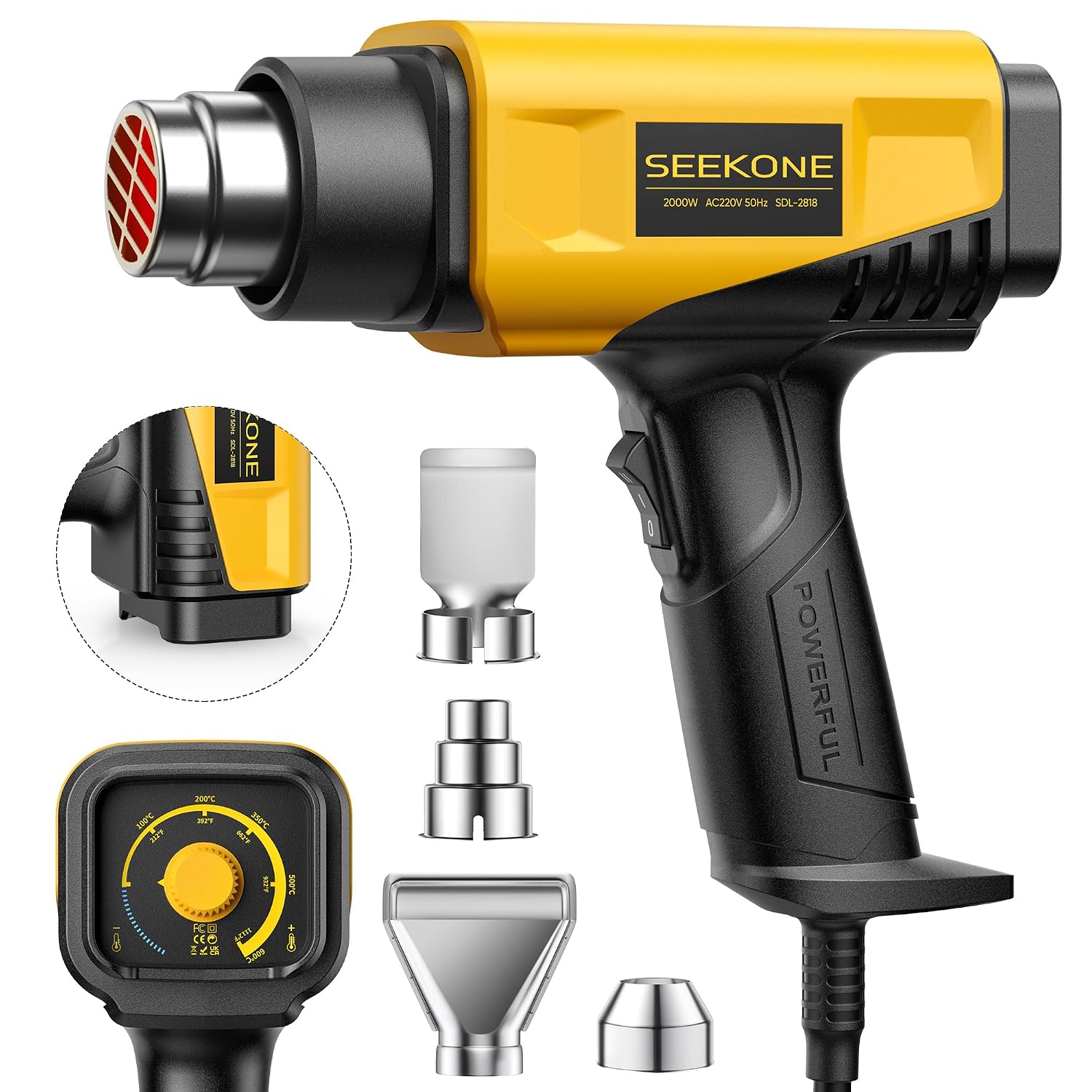 SEEKONE Heat Gun 2000W Hot Air Gun with Adjustable Temperature 50-600℃