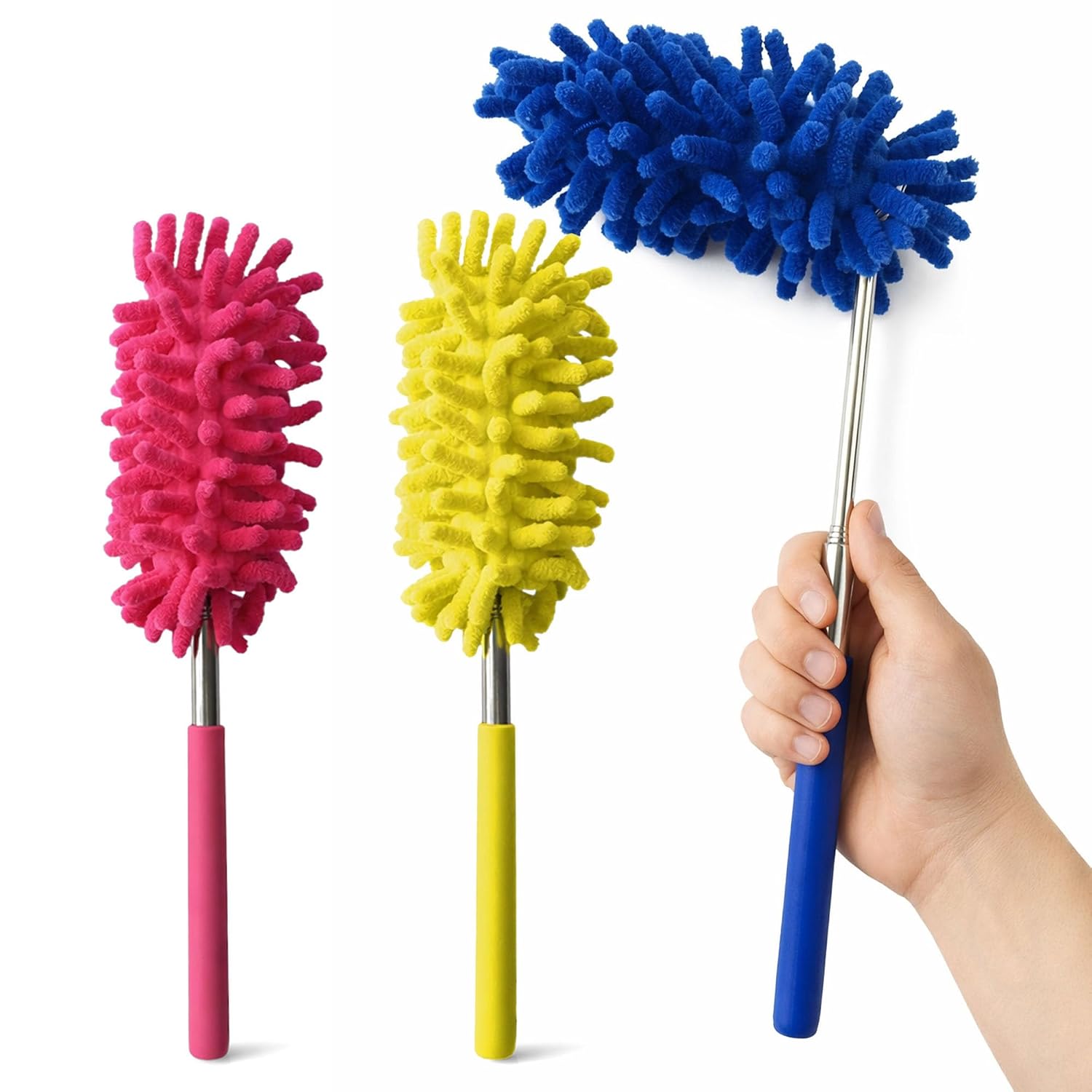 SOL 3pk Extendable Microfibre Feather Duster - Telescopic to 76cm